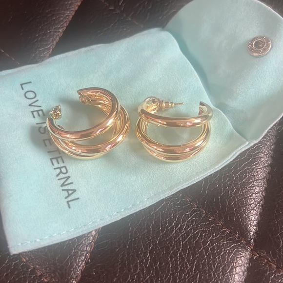 Fashion Gold Plated Hoop Earrings for Women Multi Tube C Hoop Earrings - Picture 2 of 2